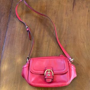 Red leather coach purse